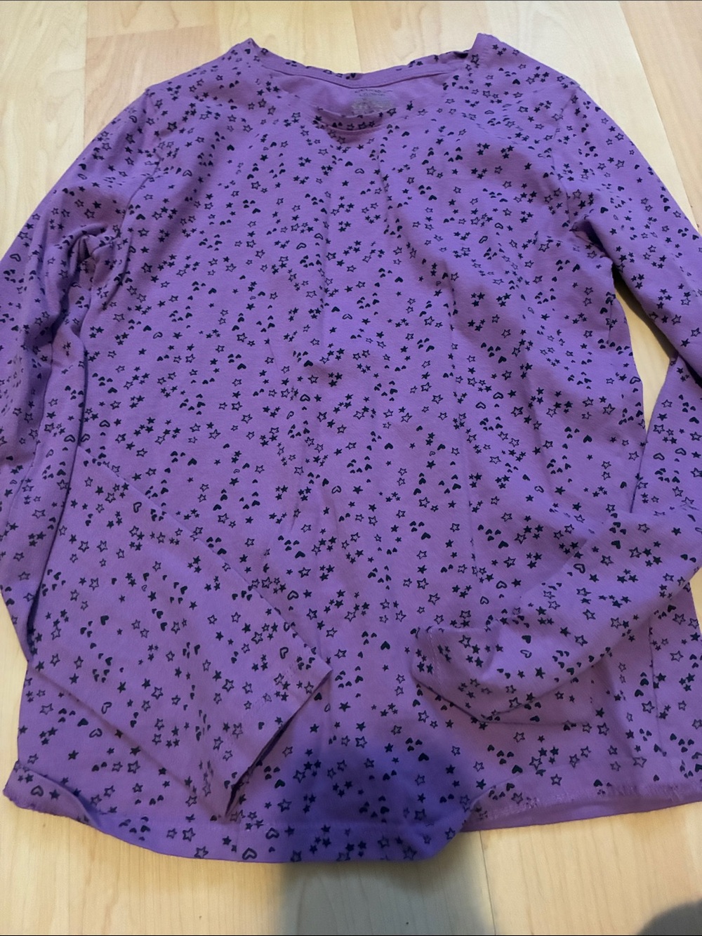 George Purple Long-Sleeve Tee with Black Star Print